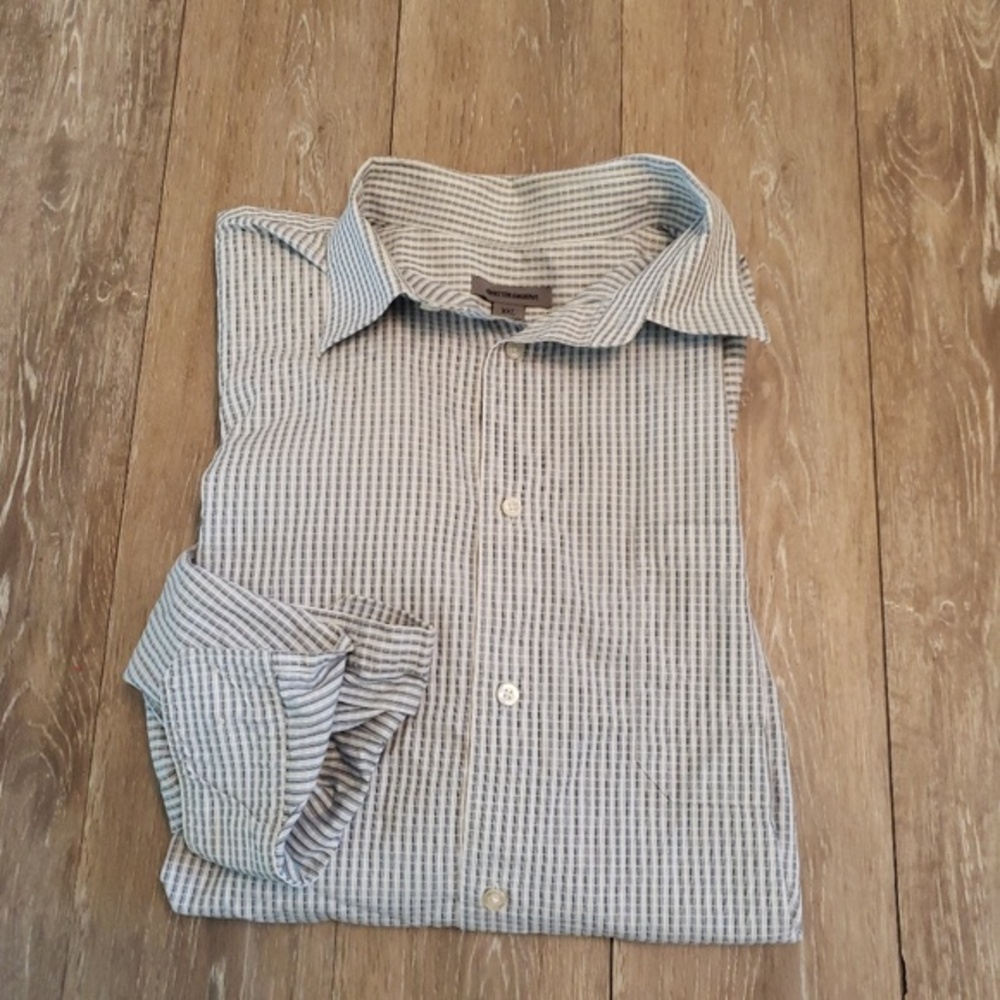Johnston & Murphy blue plaid button up‎ XXL